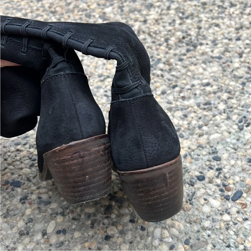 Lucky Brand Black Suede Knee-High Women's Boots